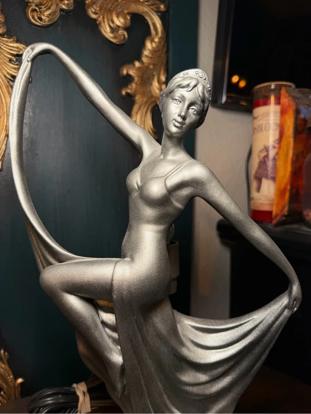 Vintage Apollo Art Deco Style Dancing Lady Figural Lamp
